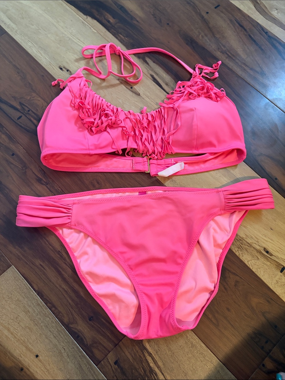 Neon Pink Fringe Bikini Set from Victoria’s Secret L
